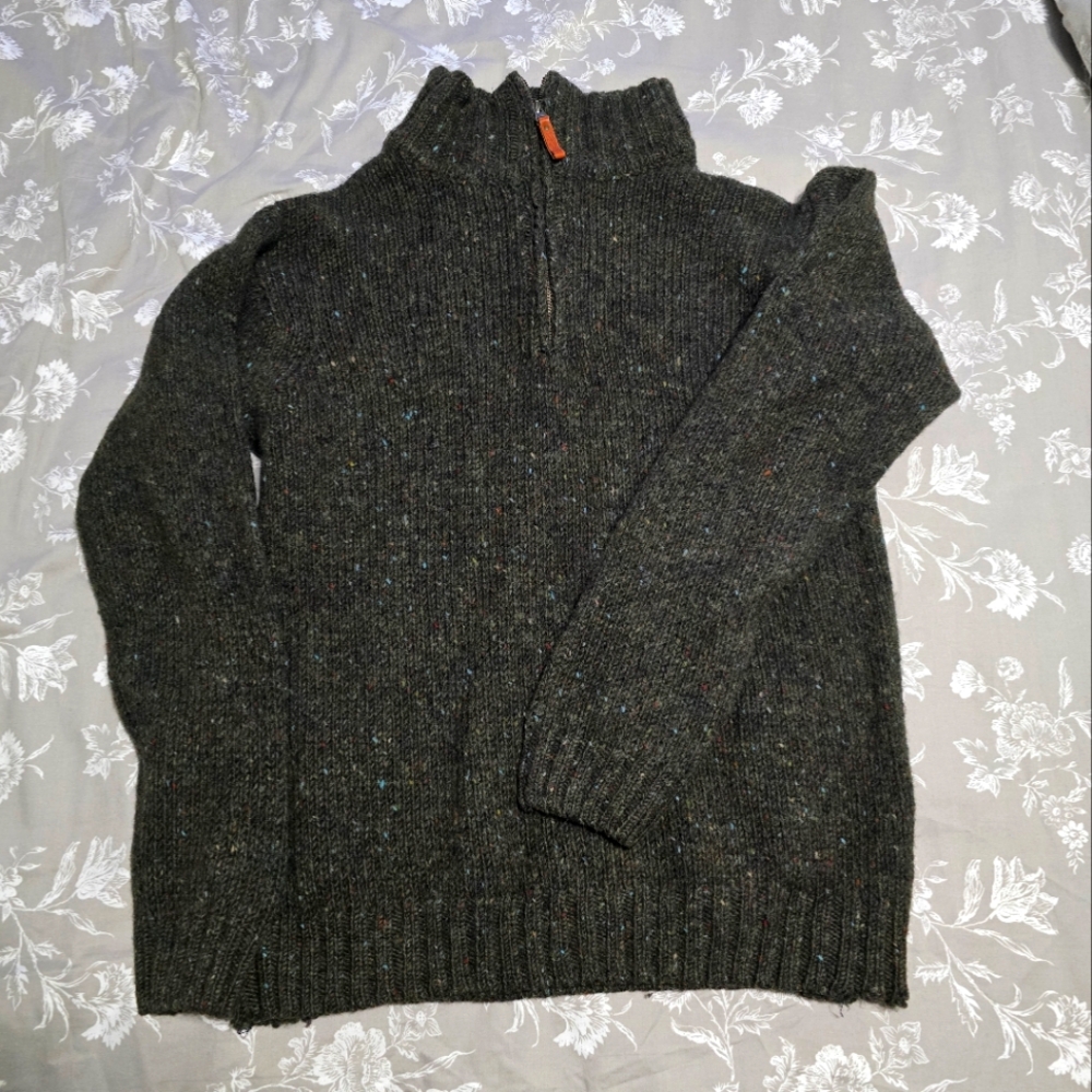 NWOT Donegal Tweed Half Zip Sweater Aran Sweater Market medium forest green